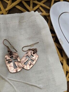 Copper Cross Cutout Dangle Earrings